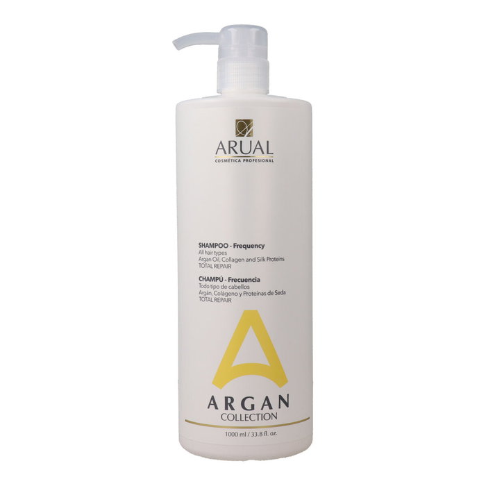 Arual Shampoing pH Neutre Frecuencia 1000 ml avec Protéines de Soie et Huile d'Argan, pour Tous Types de Cheveux, Après Coloration ou Défrisage Arual Shampoing pH Neutre Frecuencia 1000 ml avec Protéines de Soie et Huile d'Argan, pour Tous Types de Cheveux, Après Coloration ou Défrisage