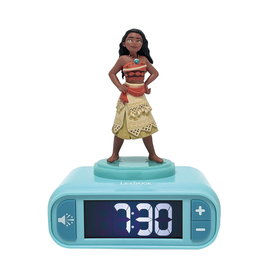 LEXIBOOK Réveil Lumineur 3D Vaiana Moana Disney avec Lumières Nocturnes, Mélodies, Alarme et Affichage LCD