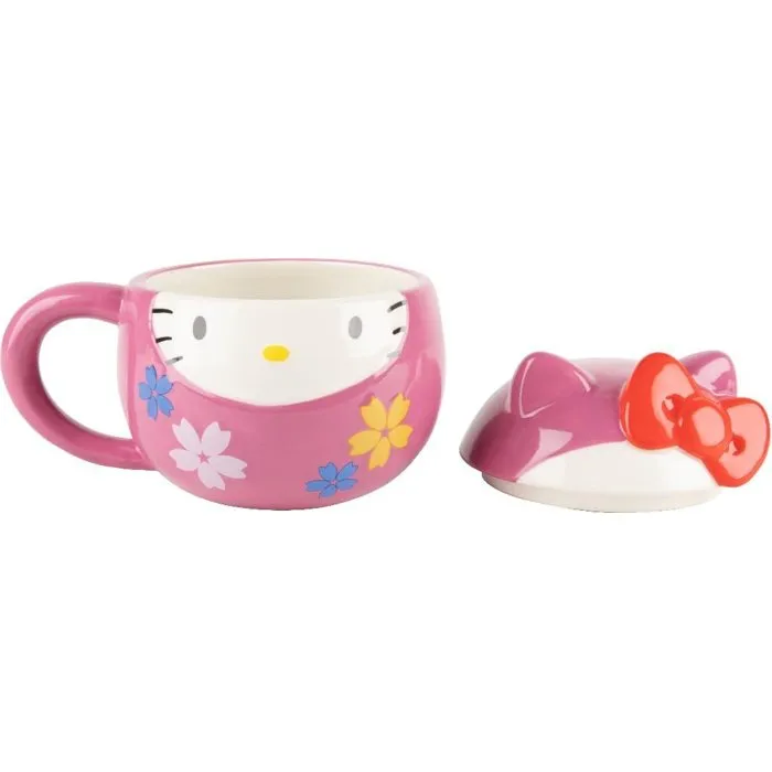 Konix Mug 3D Hello Kitty Daruma Rose Céramique 320 ml Officiel Sanrio
