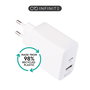 eSTUFF INFINITE Chargeur mural double port USB-C PD 20W + USB-A 12W avec prise EU, blanc, 98% plastique recyclé