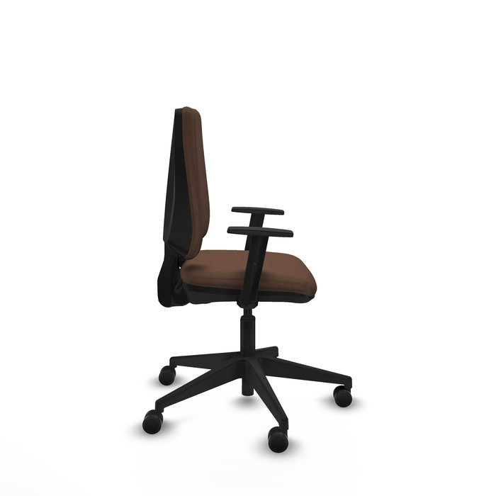 Chaise Elche Contact permament de base Tissu Marron foncé Base pyramidale noire Accoudoir 1D Sans appui-tête Roulettes 65mm nylon Chaise Elche Contact permament de base Tissu Marron foncé Base pyramidale noire Accoudoir 1D Sans appui-tête Roulettes 65mm nylon