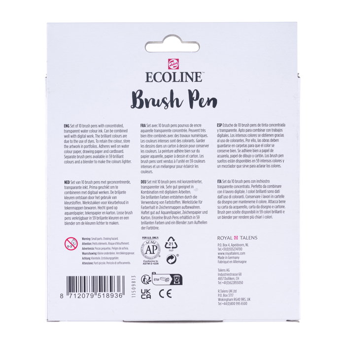 Ecoline Ecoline Brush Pen estuche Brillante - 10 couleurs Ecoline Ecoline Brush Pen estuche Brillante - 10 couleurs