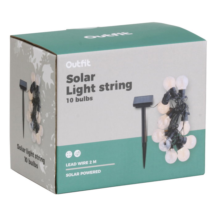 Outfit Guirlande LED solaire 10 lumières blanc chaud 4 m Outfit Guirlande LED solaire 10 lumières blanc chaud 4 m