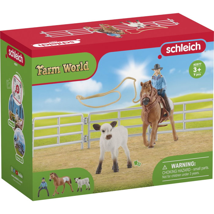 Schleich Coffret Cowgirl Team Roping Fun Farm World