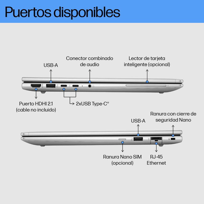 HP Elitebook 630 G11 Notebook 13.3" IPS WUXGA Intel Core Ultra 5 125U 16 Go DDR5 512 Go SSD Windows 11 Pro Wi-Fi 6E Bluetooth