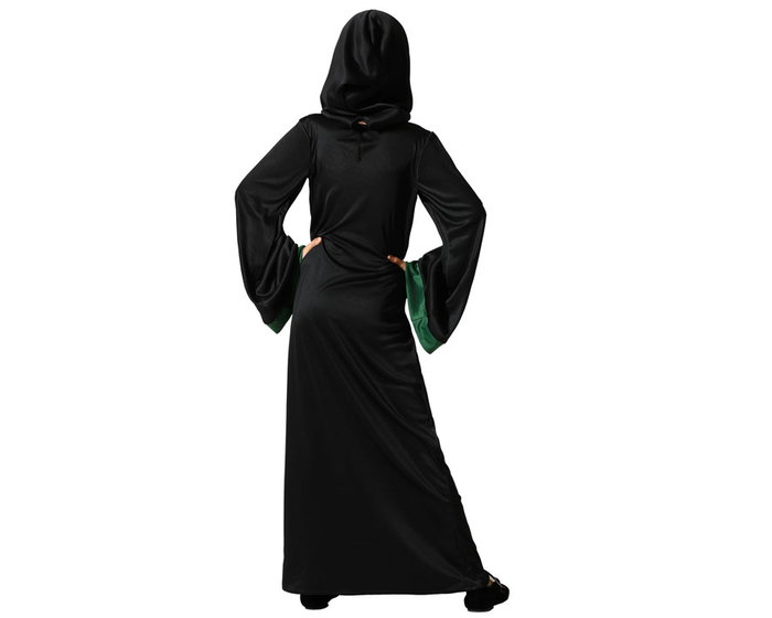 Déguisement tunique avec capuche écolier de magie noir et vert pour enfant garçon 10-12 ans - Costume apprenti sorcier