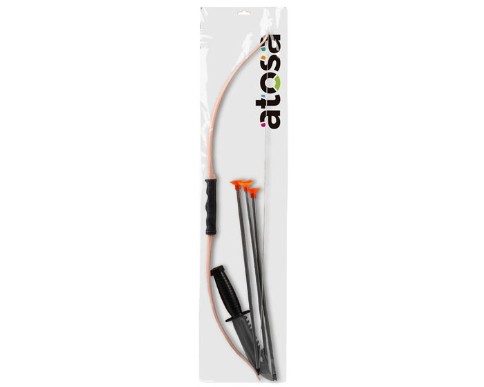 Atosa Set d'arc 64cm avec flèches à ventouse et design de guerrier tribal Atosa Set d'arc 64cm avec flèches à ventouse et design de guerrier tribal