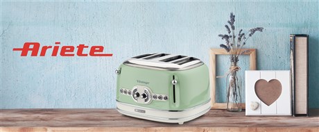 Ariete 156/04 Tostador 4 Ranuras Verde - Tostadora de 4 rendijas, 6 niveles de tueste, función descongelar y recalentar, bandeja extraíble
