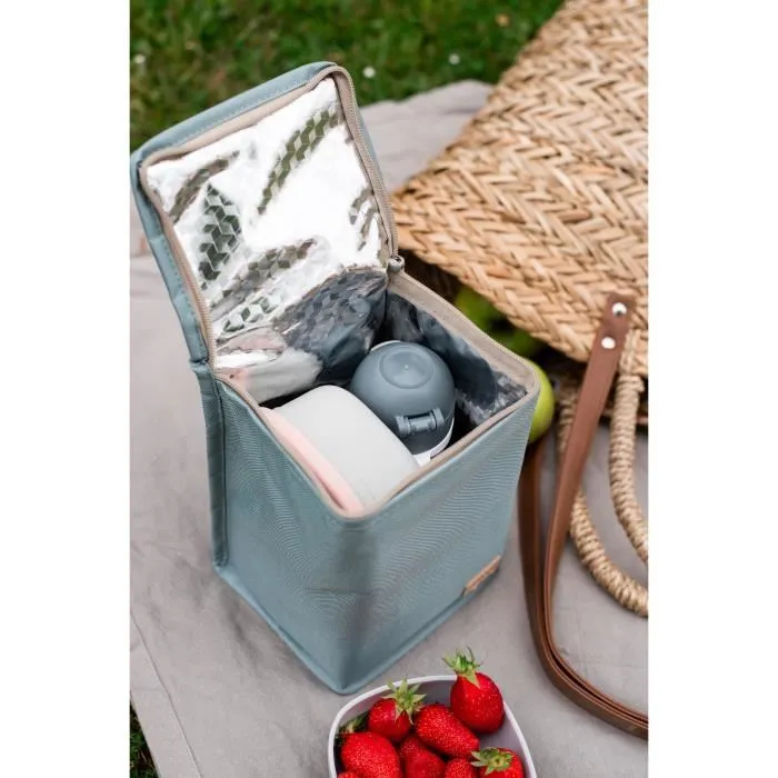 Beaba Pochette Repas Bébé Isotherme Vert Sauge - Grande Capacité, Tissu Imperméable Anti-Tâche