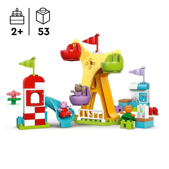 LEGO DUPLO 10453 Jeu de construction Peppa Pig La Fête Foraine avec grande roue et toboggan pour enfants dès 2 ans