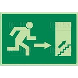 DUVER Señal 965 Plastique 297X210 Sortie de Secours Droite Lumineuse Pictogramme Escalier Haut Duver