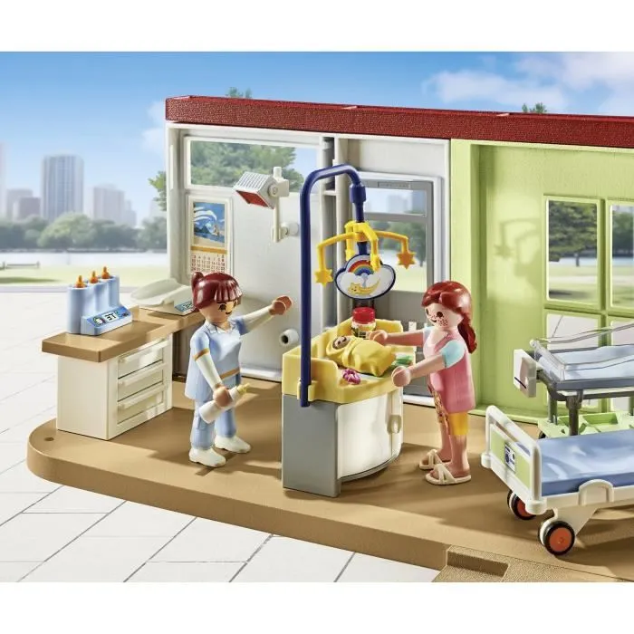 Playmobil 71616 Chambre de maternité, City Life, Hôpital, 62 pièces, Compatible avec Hôpital Moderne 71615, Jouet éducatif dès 4 ans