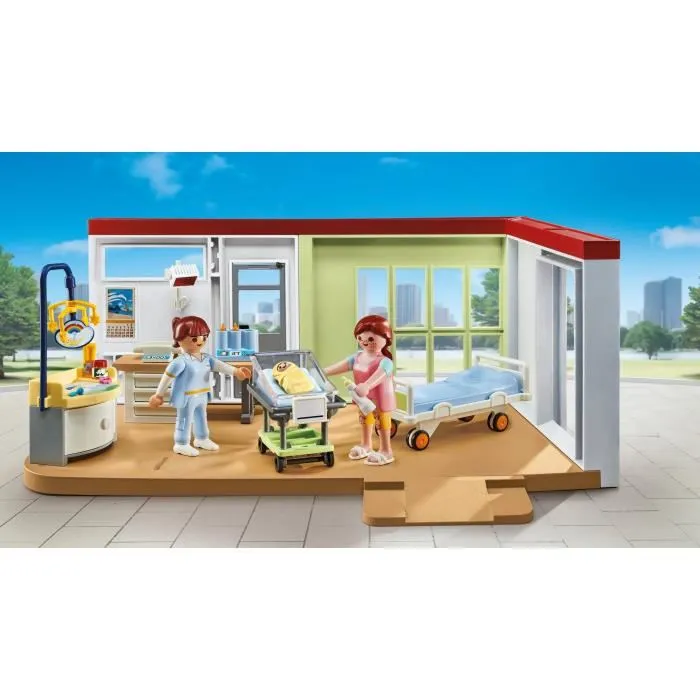 Playmobil 71616 Chambre de maternité, City Life, Hôpital, 62 pièces, Compatible avec Hôpital Moderne 71615, Jouet éducatif dès 4 ans