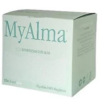 MYALMA Serviettes SUPER avec ailes en coton 100% biologique, 14 unités MYALMA Serviettes SUPER avec ailes en coton 100% biologique, 14 unités