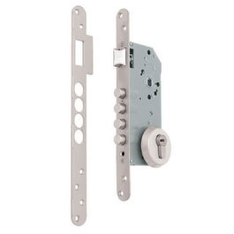 TESA R100Br566C - Cerradura embutida con bulones, 4 bulones, cierre/abertura desde interior, cromada