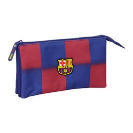 SAFTA Pochette triple F.C. Barcelona 25/26 avec trois compartiments à fermeture éclair - Dimensions 22 x盘12 x 3 cm