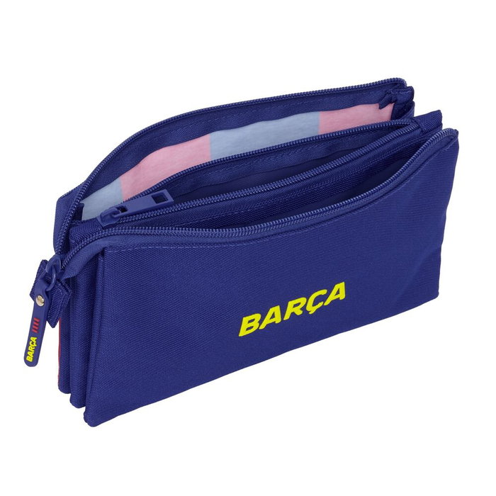 SAFTA Pochette triple F.C. Barcelona 25/26 avec trois compartiments à fermeture éclair - Dimensions 22 x盘12 x 3 cm