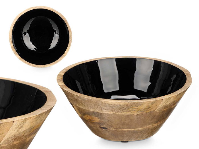 Giftdecor Bol en bois de manguier noir 24 x 24 x 10,5 cm (Set de 6) Giftdecor Bol en bois de manguier noir 24 x 24 x 10,5 cm (Set de 6)