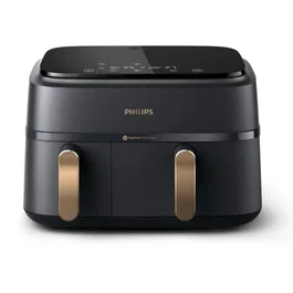 Philips NA352/04 Friteuse sans huile Airfryer Série 3000 Double Panier 9L (6L + 3L), 2750W, 8 programmes, Écran tactile, Noir/Doré