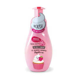 The Fruit Company Gel Mousse Savon Main Fraise Crème, Notes de Fraise, Vanille et Caramel, Formule Crémeuse
