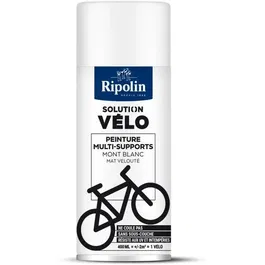 Ripolin - Solution vélo - Peinture en bombe aérosol 0.4L, Blanc mat - Intérieur/Extérieur - Multi-supports (métal, bois, pierre) - Résiste aux UV et intempéries