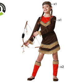 Costume d'Indienne Fille Rouge pour Enfant, 10-12 Ans - Idée Fête Carnaval Anniversaire, Westwear - Robe, Bandeau, Jambières