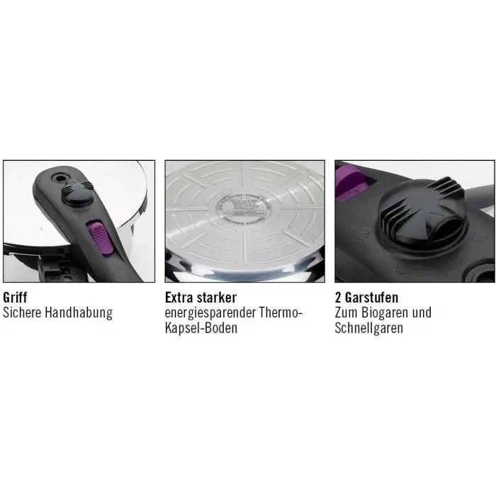 GSW RAPID Autocuiseur 4 litres Induction Acier Inoxydable 18 cm, Compatible Tous Feux, Fond ThermoBoden, Poignées Isolantes