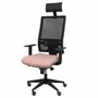 Piqueras y Crespo Chaise de bureau Horna, mécanisme synchro, rose pálido et noir, avec appui-tête et accoudoirs 1D