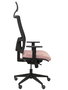 Silla de oficina Horna con mecanismo Sincro tapizada con Tela color Rosa pálido y malla color Negro. Equipada con lumbar 1D, Brazos 1D, Cabecero Fijo y Ruedas de parqué
