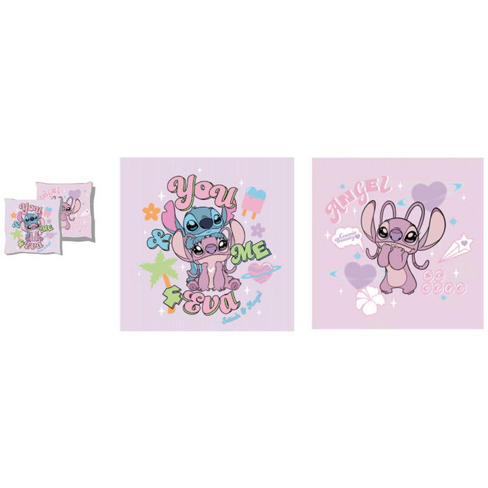 DISNEY Coussin Angel et Stitch - 38 x 38 cm - Velours peluche (Velboa)