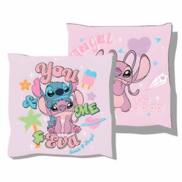 DISNEY Coussin Angel et Stitch - 38 x 38 cm - Velours peluche (Velboa)