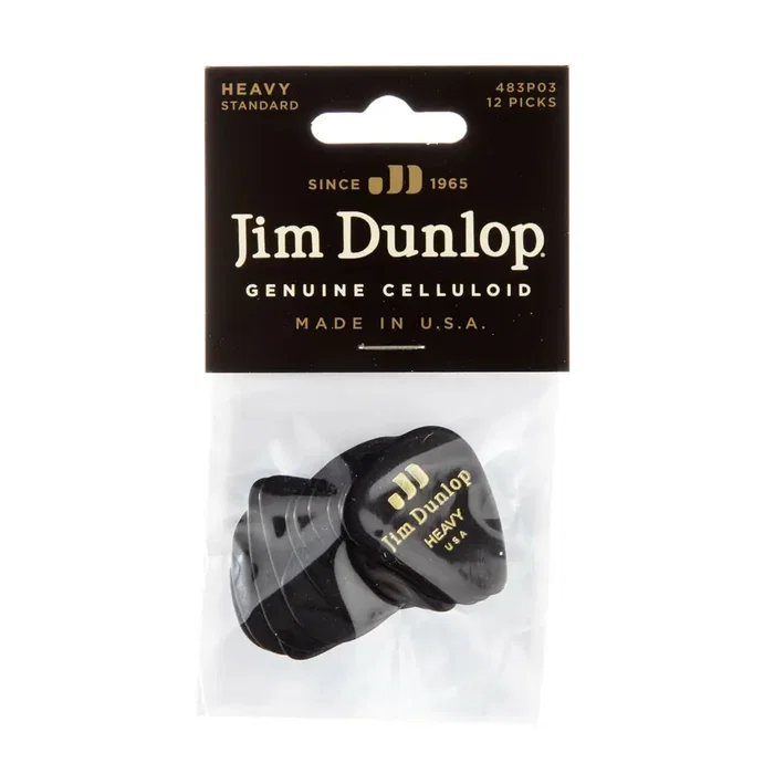 DUNLOP Pack de 72 médiators Genuine Celluloid Classic noirs - Heavy DUNLOP Pack de 72 médiators Genuine Celluloid Classic noirs - Heavy