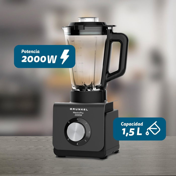 Bol mixeur Grunkel BAT-2000 MASTERPRO Noir Acier 1,5 L