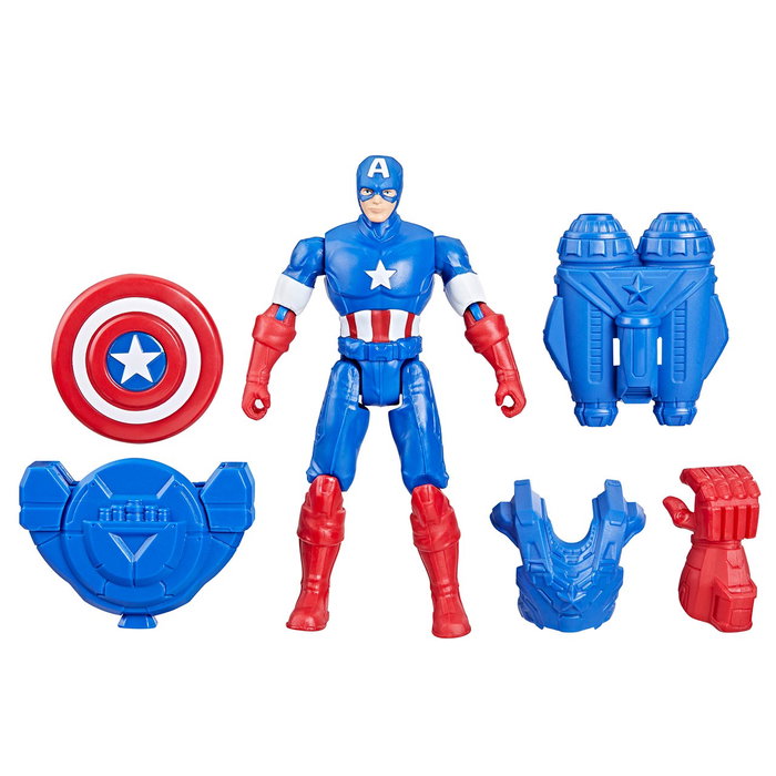 Hasbro Figure Articulée Captain America Marvel Avengers F9341 avec 4 Accessoires (Jetpack, Gant, Lanceur de Boucliers) - À Partir de 4 Ans - Multilingue
