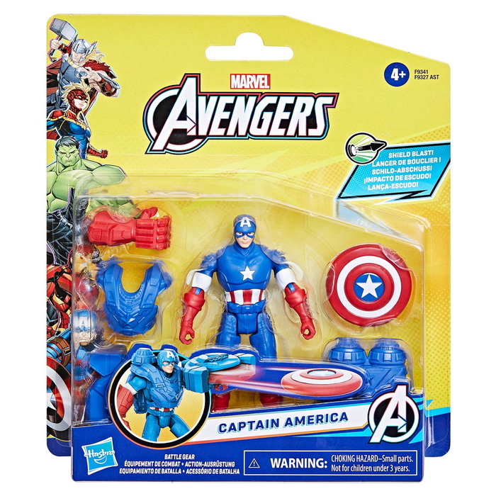 Hasbro Figure Articulée Captain America Marvel Avengers F9341 avec 4 Accessoires (Jetpack, Gant, Lanceur de Boucliers) - À Partir de 4 Ans - Multilingue
