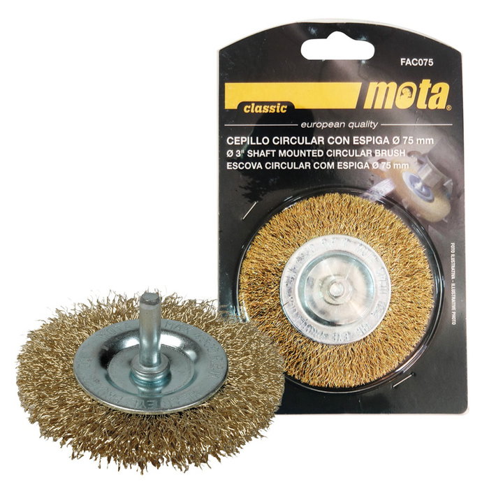 Mota Brosse métallique circulaire avec tige 75mm Mota Brosse métallique circulaire avec tige 75mm