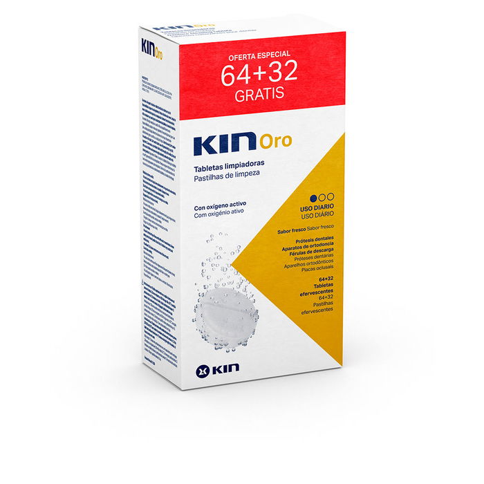 Kin Comprimés Nettoyants KIN ORO, 96 Unités, Désinfectants pour Prothèses Dentaires, Appareils Orthodontiques et Protège-Dents Kin Comprimés Nettoyants KIN ORO, 96 Unités, Désinfectants pour Prothèses Dentaires, Appareils Orthodontiques et Protège-Dents
