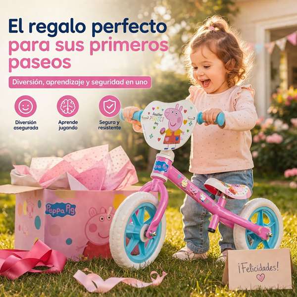 Toimsa Bicicleta sin pedales Peppa Pig - Vélo d'équilibre pour enfant 24 mois et plus, Rosa 10"