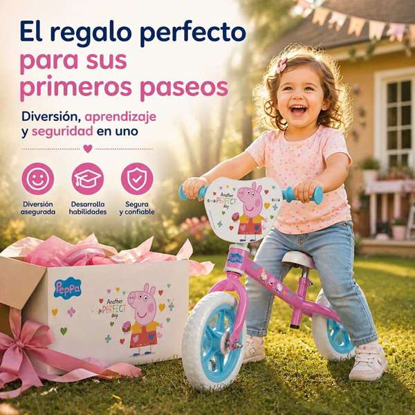 Toimsa Bicicleta sin pedales Peppa Pig - Vélo d'équilibre pour enfant 24 mois et plus, Rosa 10"