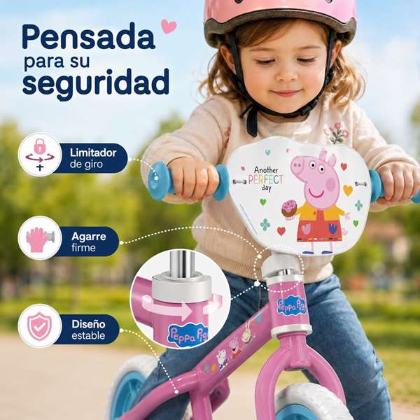 Toimsa Bicicleta sin pedales Peppa Pig - Vélo d'équilibre pour enfant 24 mois et plus, Rosa 10"