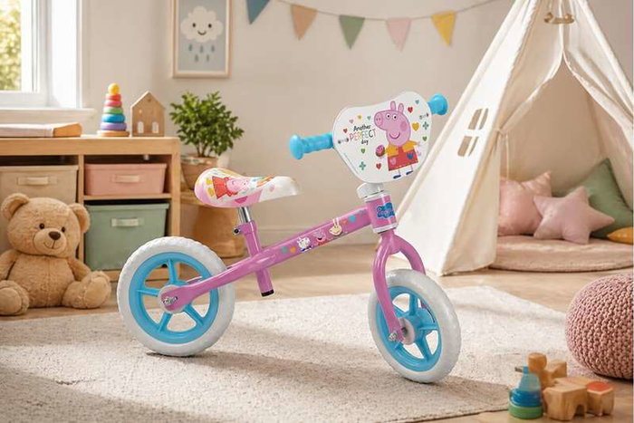 Toimsa Bicicleta sin pedales Peppa Pig - Vélo d'équilibre pour enfant 24 mois et plus, Rosa 10"