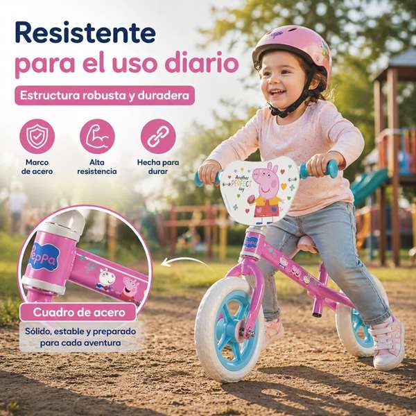 Toimsa Bicicleta sin pedales Peppa Pig - Vélo d'équilibre pour enfant 24 mois et plus, Rosa 10"