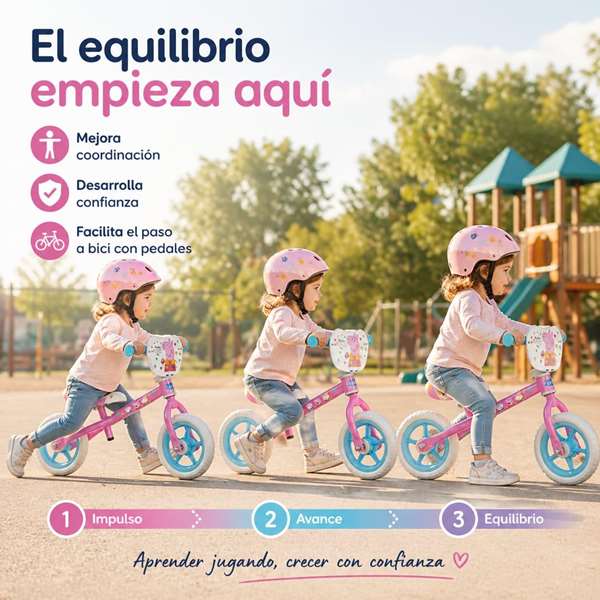 Toimsa Bicicleta sin pedales Peppa Pig - Vélo d'équilibre pour enfant 24 mois et plus, Rosa 10"