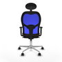 Piqueras y Crespo Chaise de Bureau avec Appui-tête 1D086N1 Bleu Brun foncé