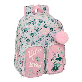 SAFTA - Sac à dos Disney Minty Minnie 34 cm (28x10x34 cm) adaptable au chariot porteur SAFTA, avec porte-gourde, bretelles ergonomiques et grandes poches avant
