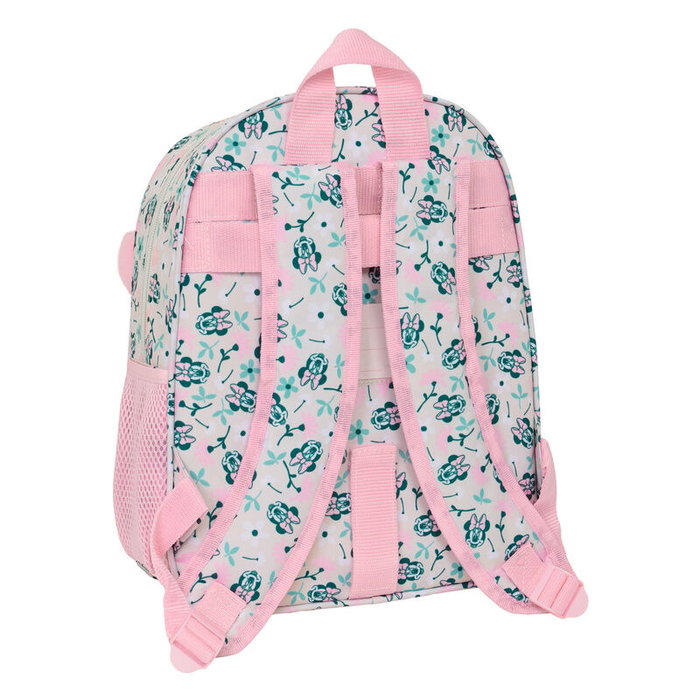 SAFTA - Sac à dos Disney Minty Minnie 34 cm (28x10x34 cm) adaptable au chariot porteur SAFTA, avec porte-gourde, bretelles ergonomiques et grandes poches avant