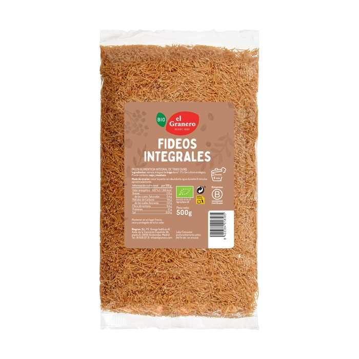 El Granero Integral Fideos de trigo integral bio 500g (Pack de 12) inevitable El Granero Integral Fideos de trigo integral bio 500g (Pack de 12) inevitable