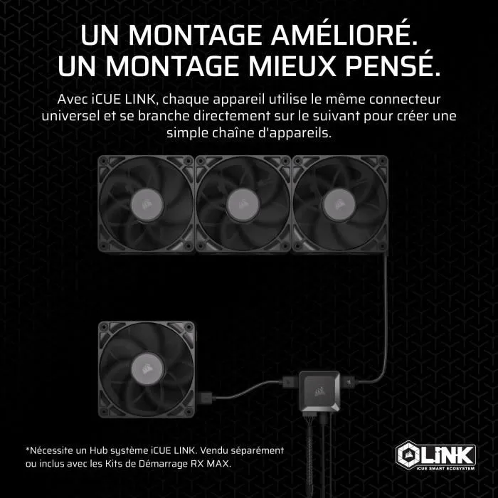 Corsair iCUE LINK RX140 MAX Ventilateur PC 14 cm Noir