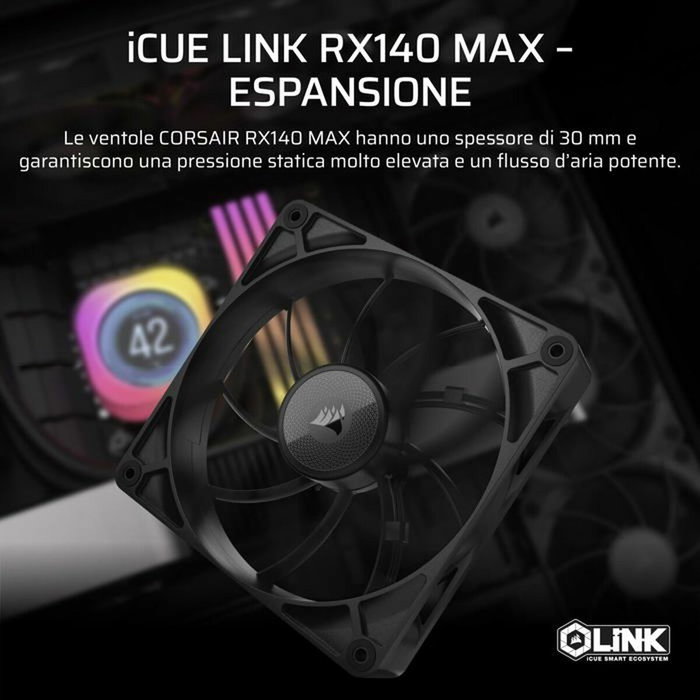 Corsair iCUE LINK RX140 MAX Ventilateur PC 14 cm Noir
