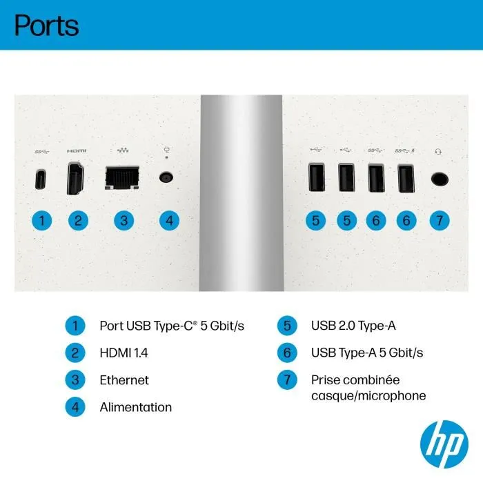 HP PC Tout-en-un 27-ct2005nf - 27" FHD IPS - Processeur Ryzen AI 5 330 - RAM 16 Go - SSD 512 Go - Windows 11 - Clavier et souris sans fil
